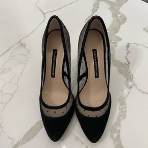 Polka dot black heels